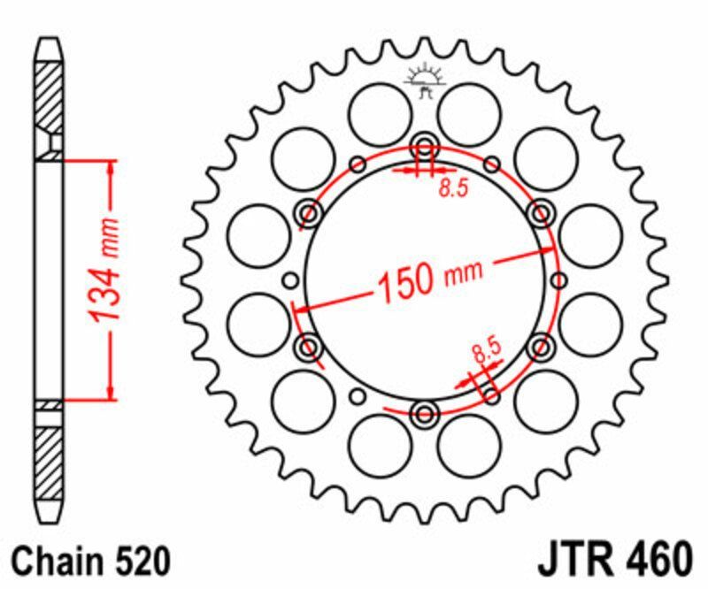 Corona JT SPROCKETS acero estándar 460 - Paso 520