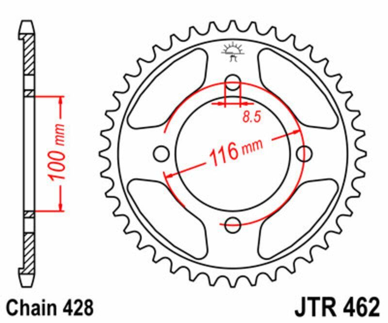 Corona JT SPROCKETS acero estándar 462 - Paso 428