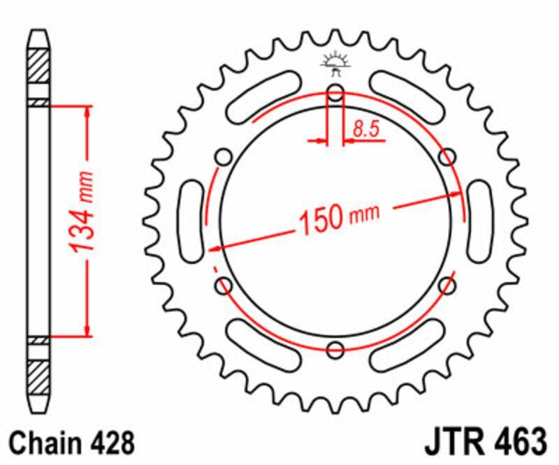 Corona JT SPROCKETS acero estándar 463 - Paso 428