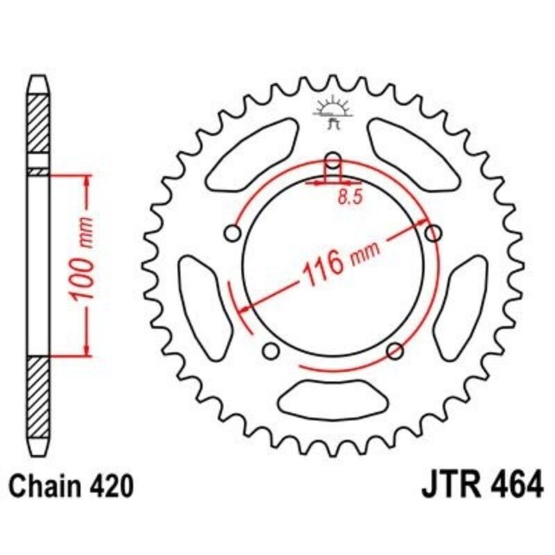 Corona JT 464 de acero con 44 dientes