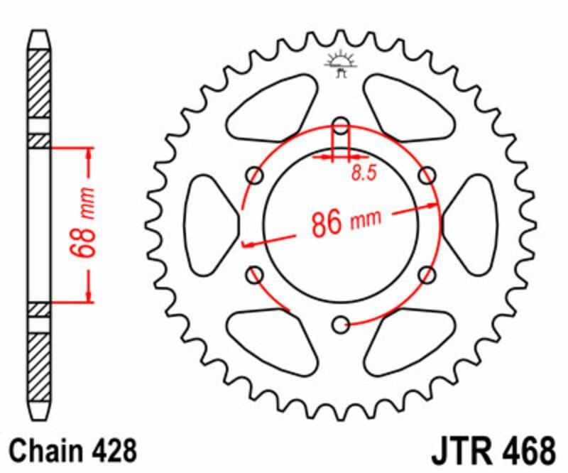 Corona JT SPROCKETS acero estándar 468 - Paso 428