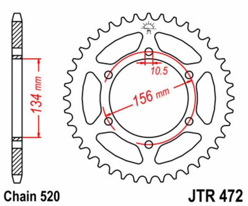 Corona JT SPROCKETS acero estándar 472 - Paso 520