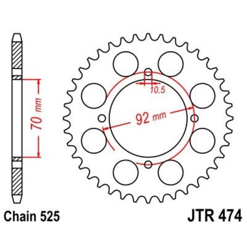 Corona JT 474 de acero con 48 dientes