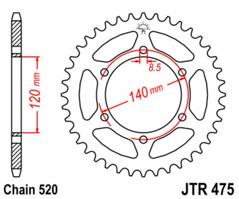Corona JT SPROCKETS acero estándar 475 - Paso 520
