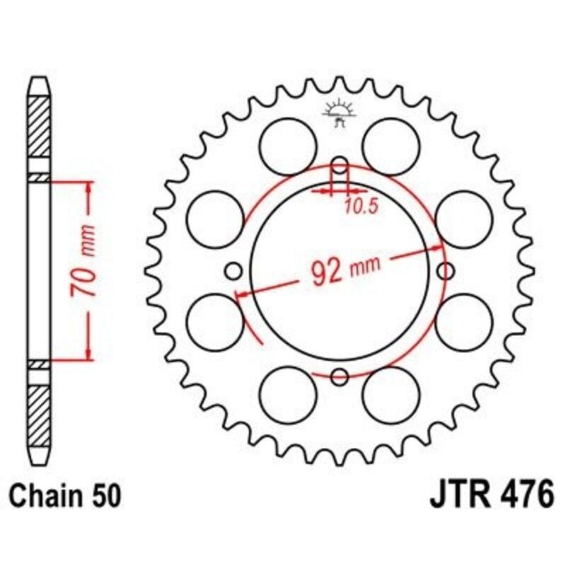 Corona JT 476 de acero con 43 dientes
