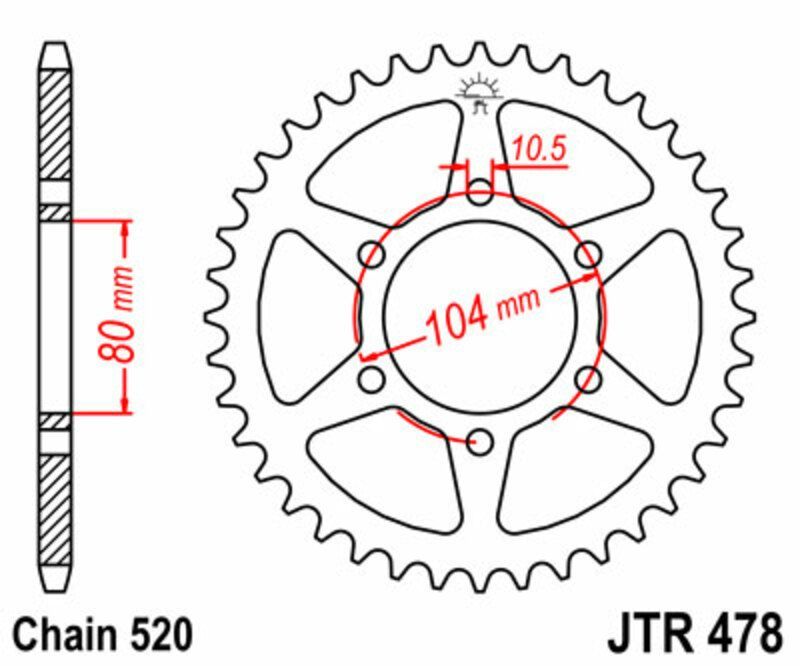 Corona JT SPROCKETS acero estándar 478 - Paso 520