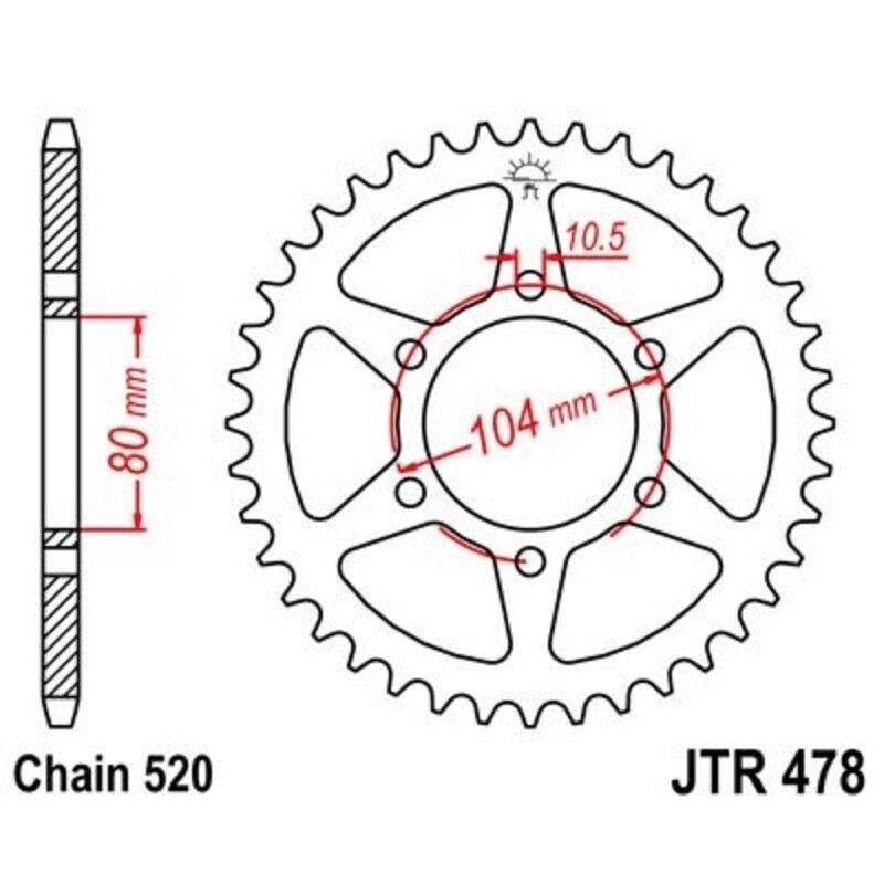Corona JT 478 de zinc negro con 45 dientes