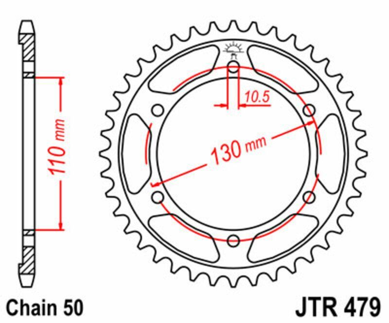 Corona JT SPROCKETS acero estándar 479 - Paso 530