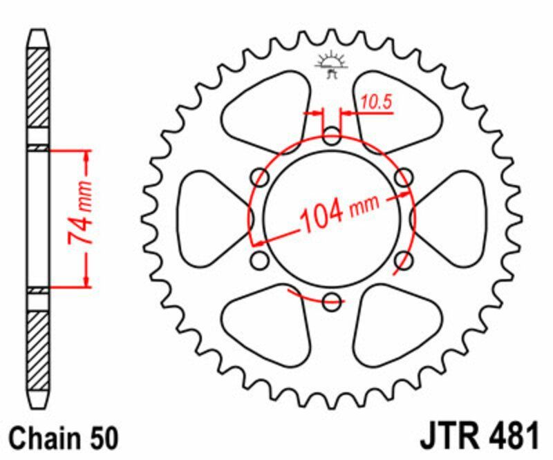 Corona JT SPROCKETS acero estándar 481 - Paso 530