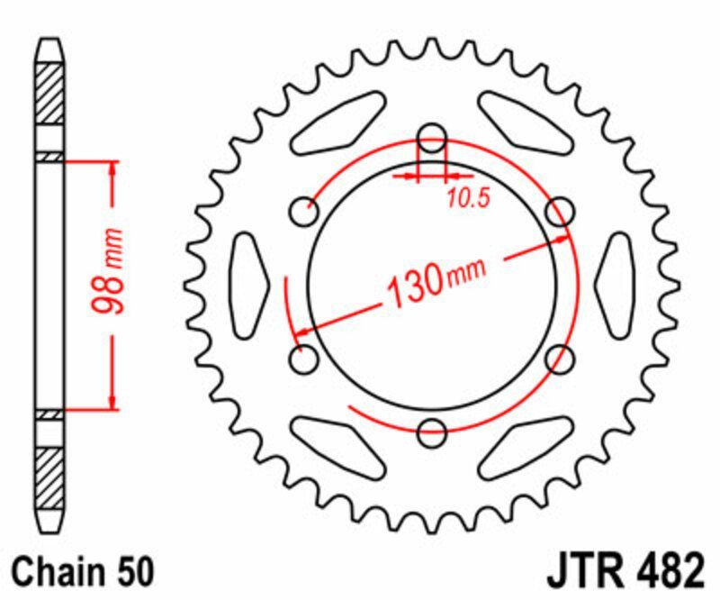 Corona JT SPROCKETS acero estándar 482 - Paso 530