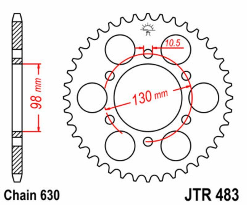 Corona JT SPROCKETS acero estándar 483 - Paso 630