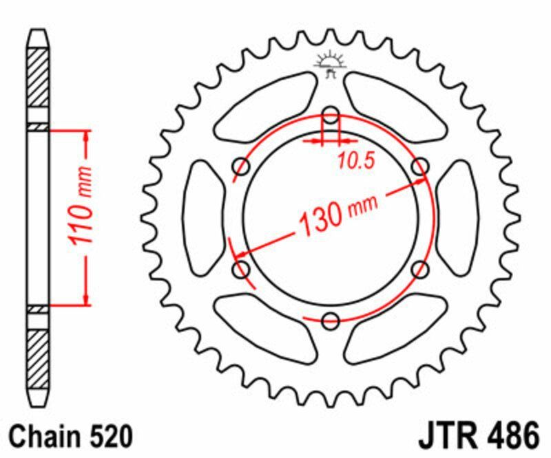 Corona JT SPROCKETS acero estándar 486 - Paso 520