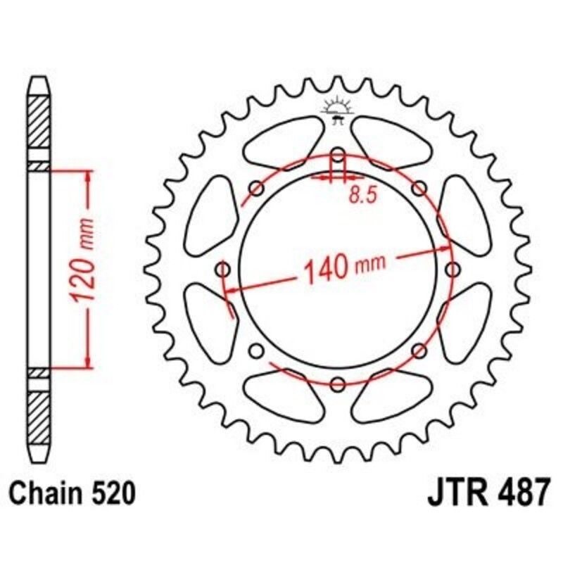 Corona JT 487 de zinc negro con 43 dientes