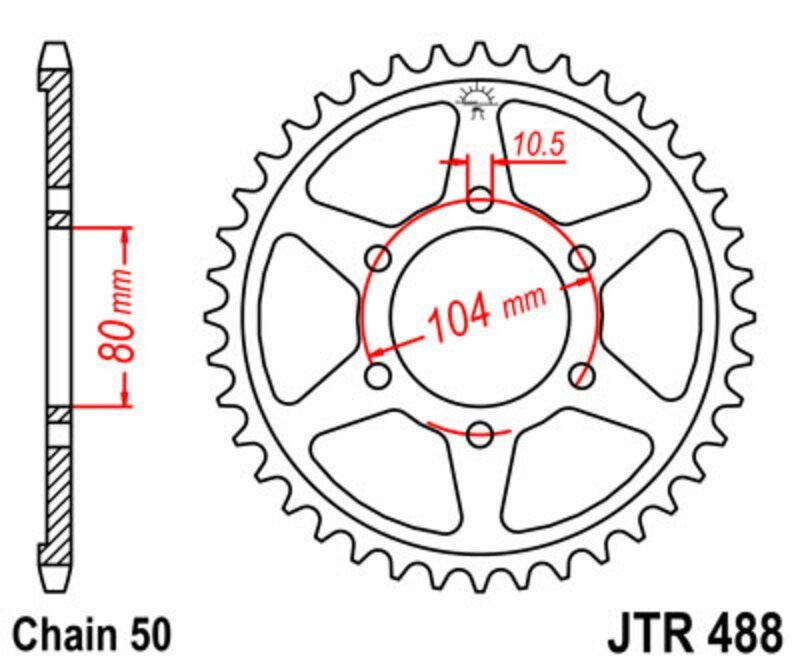 Corona JT 488 de acero con 45 dientes