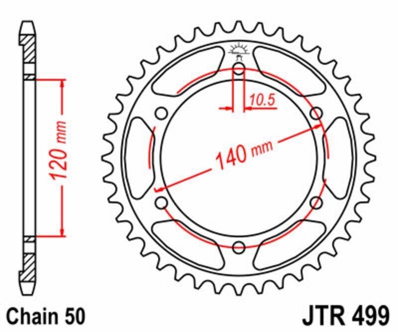 Corona JT 499 de acero con 39 dientes