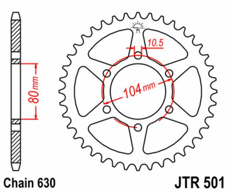 Corona JT SPROCKETS acero estándar 501 - Paso 630