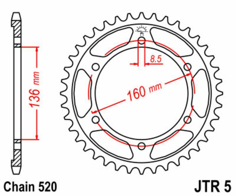 Corona JT 5 de acero con 41 dientes