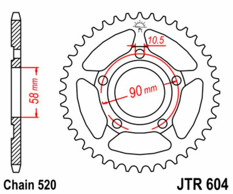 Corona JT SPROCKETS acero estándar 604 - Paso 520