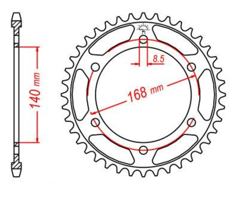 Corona JT SPROCKETS acero estándar 6 - Paso 525