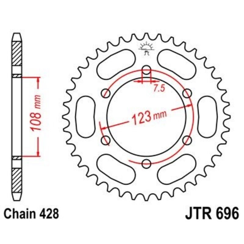 Corona JT 696 de acero con 50 dientes