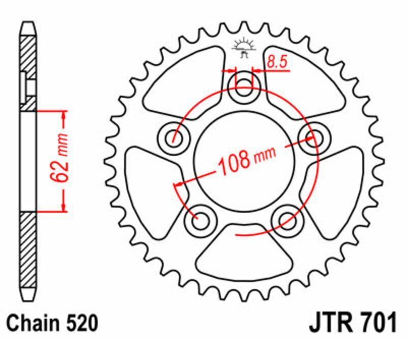 Corona JT SPROCKETS acero estándar 701 - Paso 520