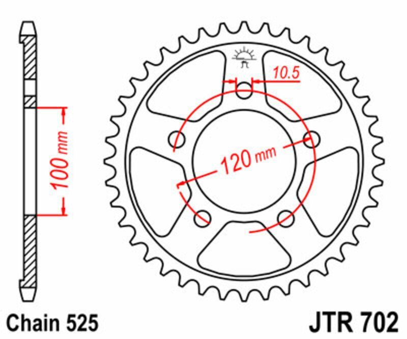 Corona JT SPROCKETS acero estándar 702 - Paso 525