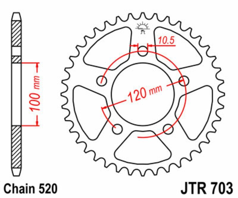 Corona JT SPROCKETS acero estándar 703 - Paso 520
