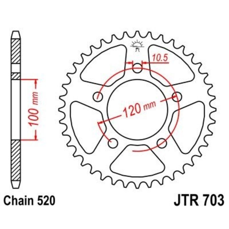 Corona JT 703 de acero con 47 dientes