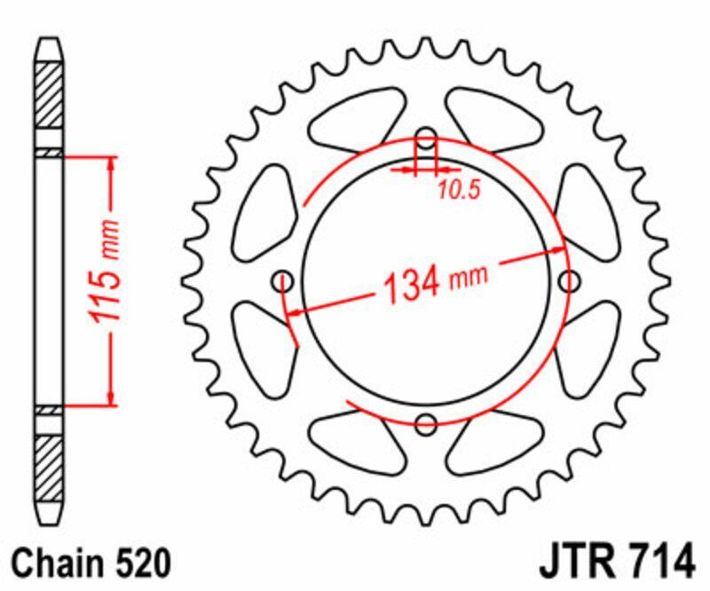 Corona JT SPROCKETS acero estándar 714 - Paso 520