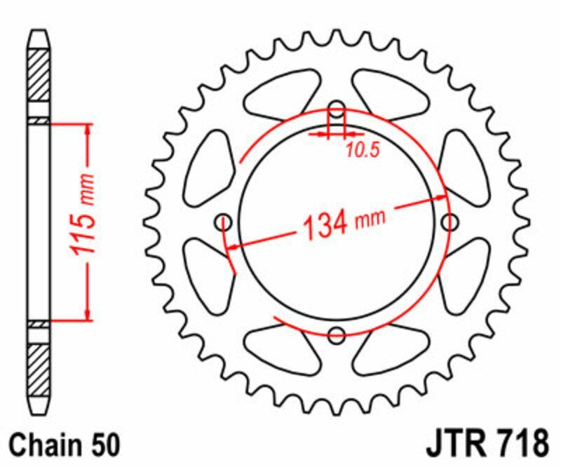 Corona JT SPROCKETS acero estándar 718 - Paso 530