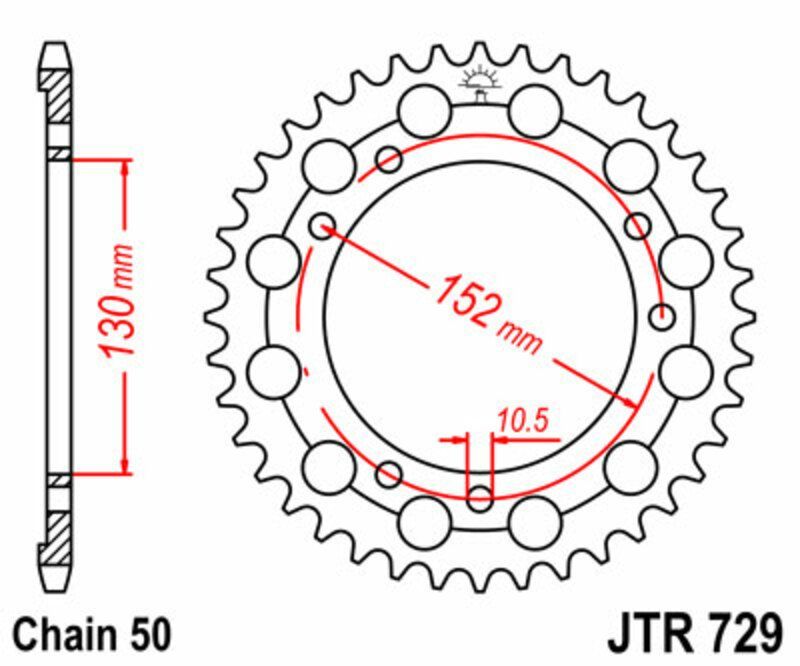 Corona JT SPROCKETS acero estándar 729 - Paso 530