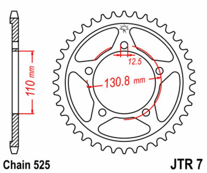 Corona JT SPROCKETS acero estándar 7 - Paso 525