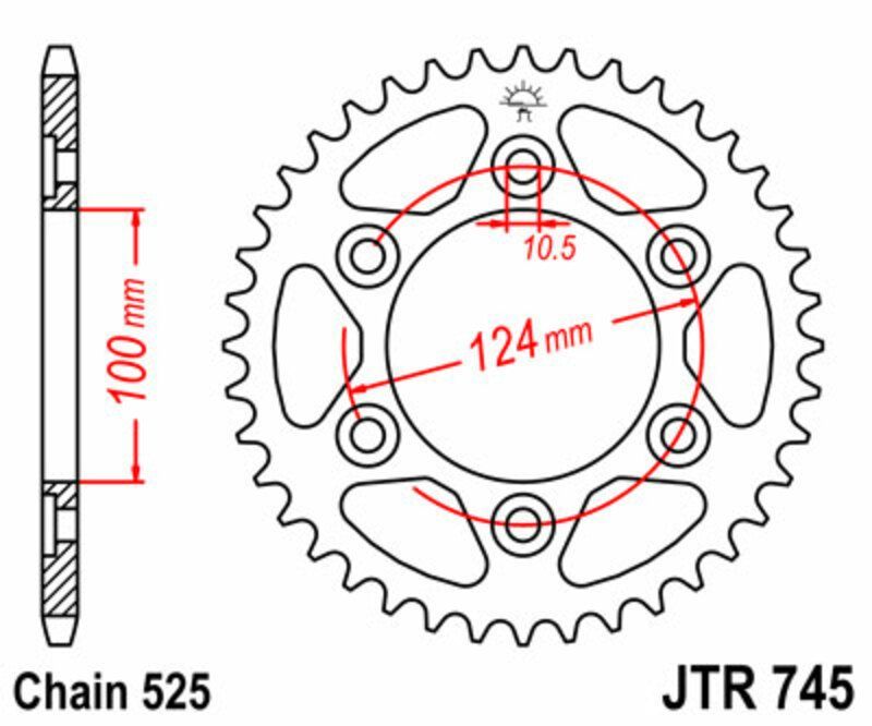 Corona JT SPROCKETS acero estándar 745 - Paso 525