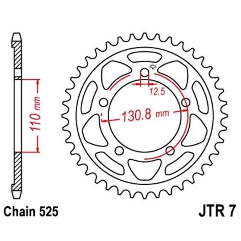Corona JT 7 de zinc negro con 46 dientes