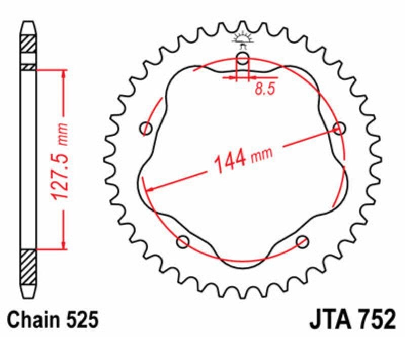 Corona JT SPROCKETS aluminio 752 - Paso 525