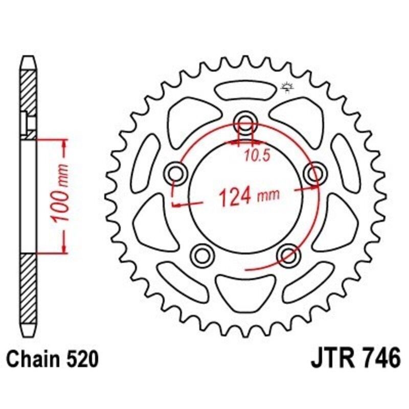 Corona JT 752 de acero con 45 dientes