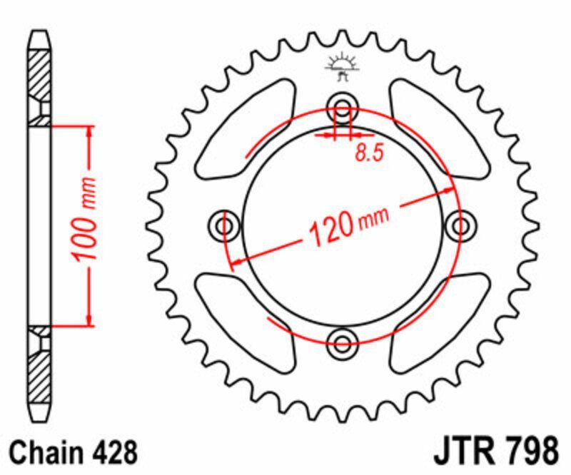 Corona JT 798 de acero con 52 dientes