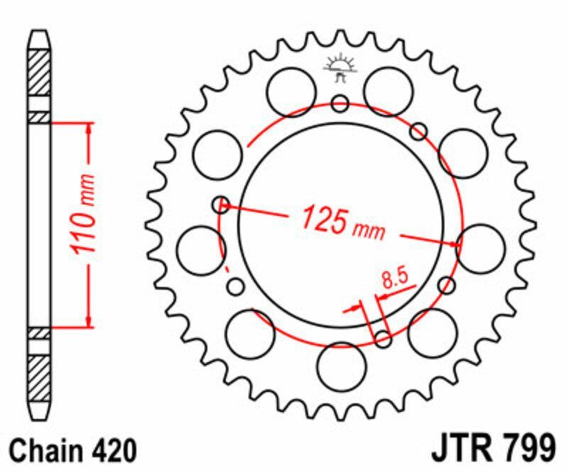 Corona JT SPROCKETS acero estándar 799 - Paso 420