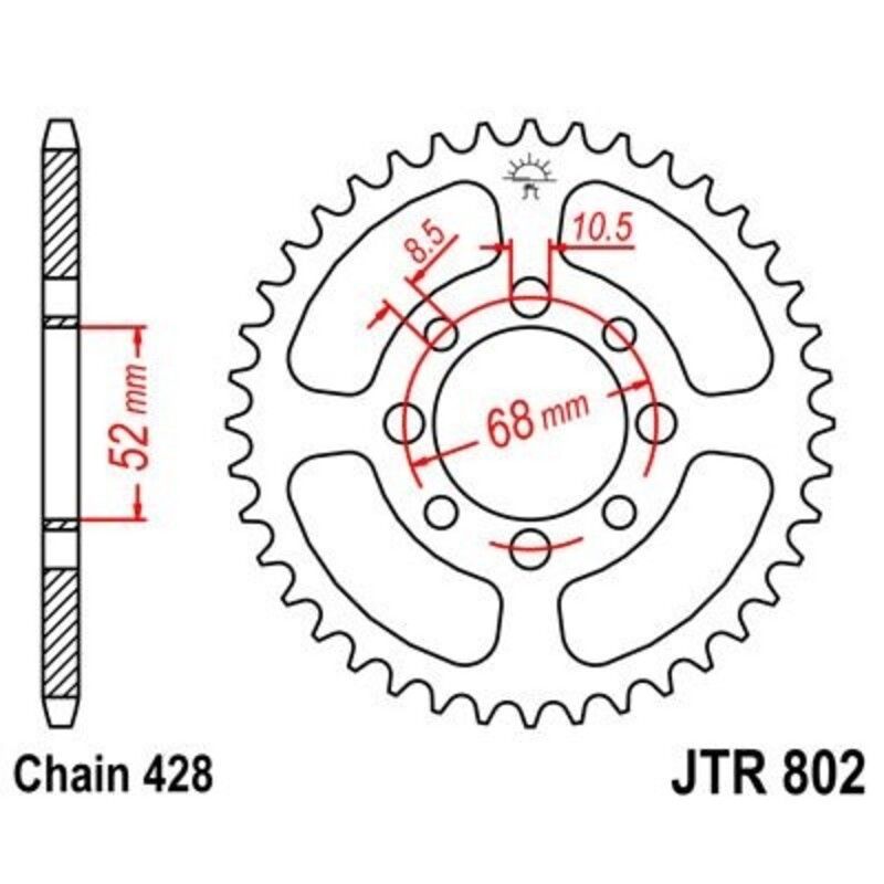Corona JT 802 de acero con 43 dientes