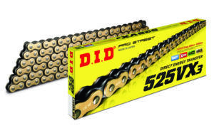 Cadena DID 525VX3 124 eslabones color dorado