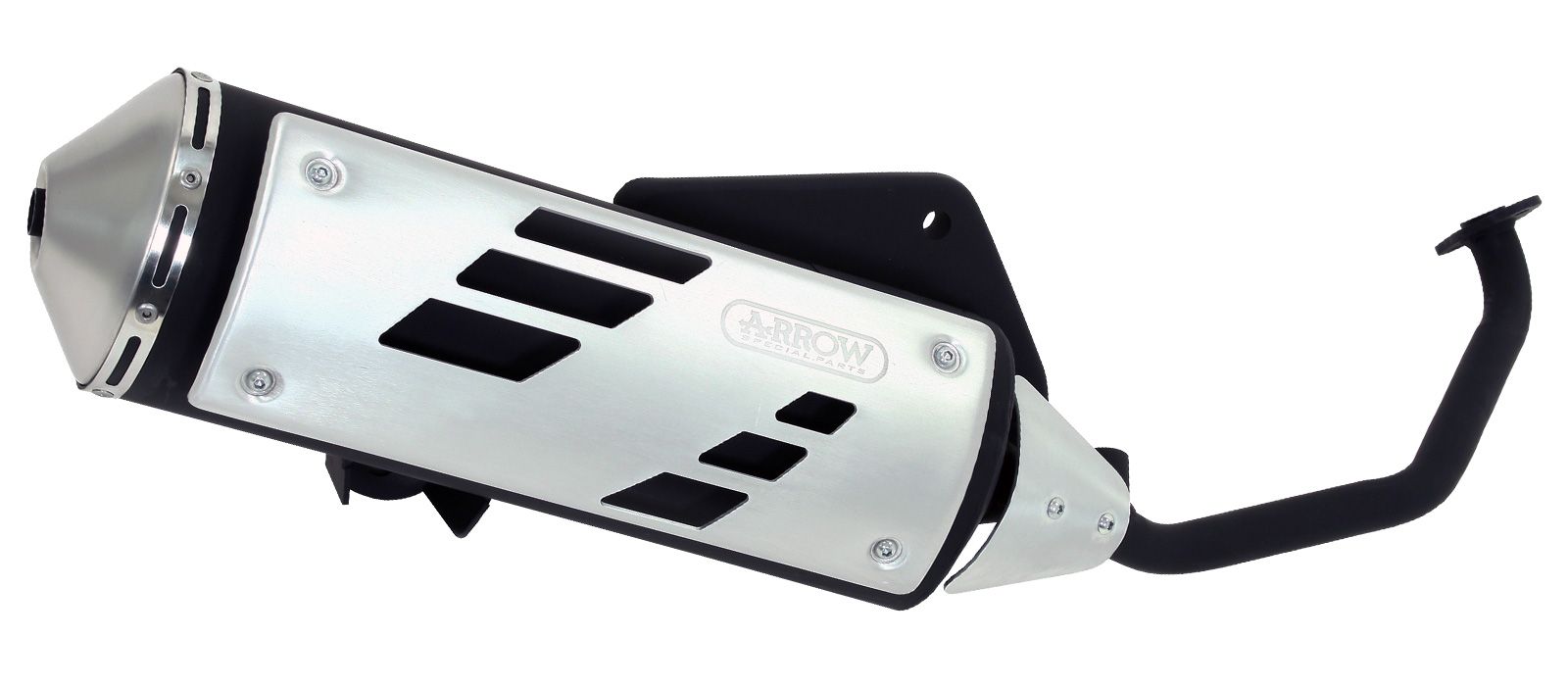 KIT COLECTOR ARROW + TERMINALE URBAN ALUMINIO DARK CON FONDELLO INOX NERO APRILIA SR 200GT '22