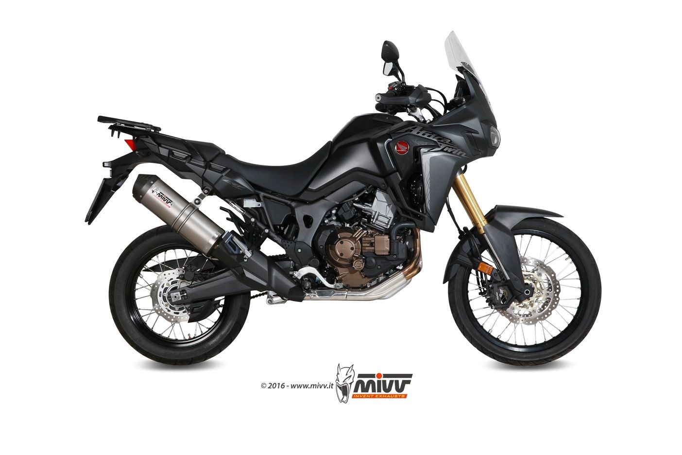 Escape Mivv Oval titan con tapa carbono Honda CRF 1000 L Africa Twin 2016-19