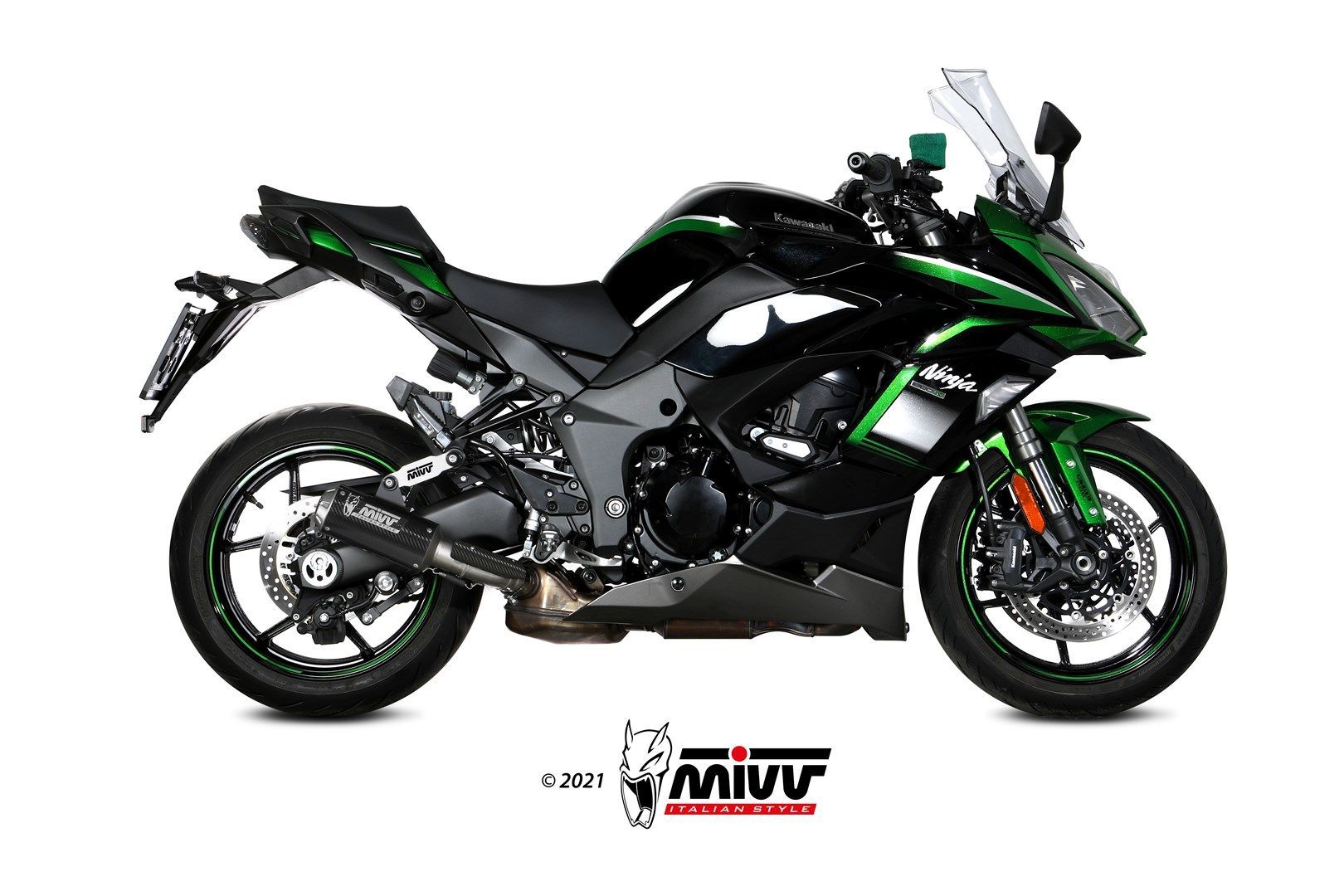 Escape Mivv Mk3 carbono Kawasaki Ninja 1000 SX / Tourer 2020-24