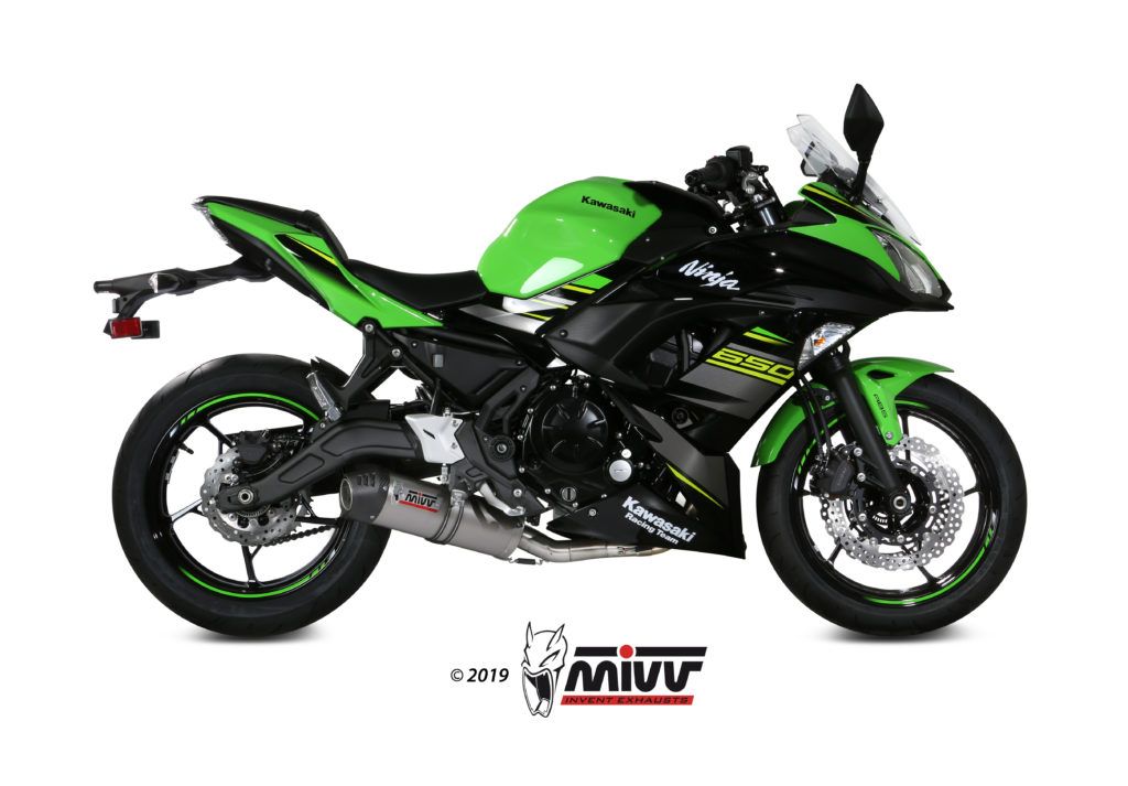 Escape Mivv Full system 2x1 Oval titan con tapa carbono Kawasaki Ninja 650 / Z650 2017-23