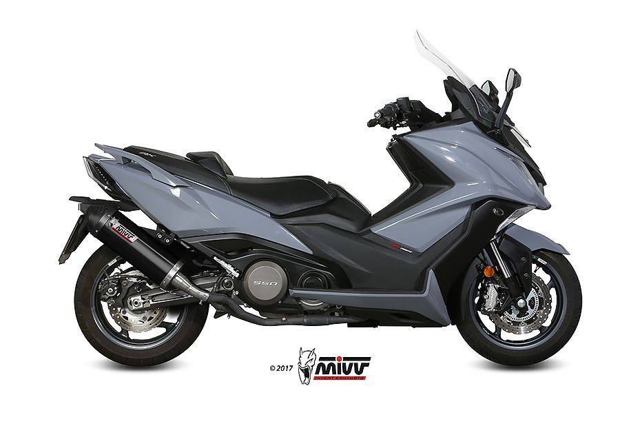 Escape Mivv  Oval black con tapa carbono Kymco AK550 2017-20