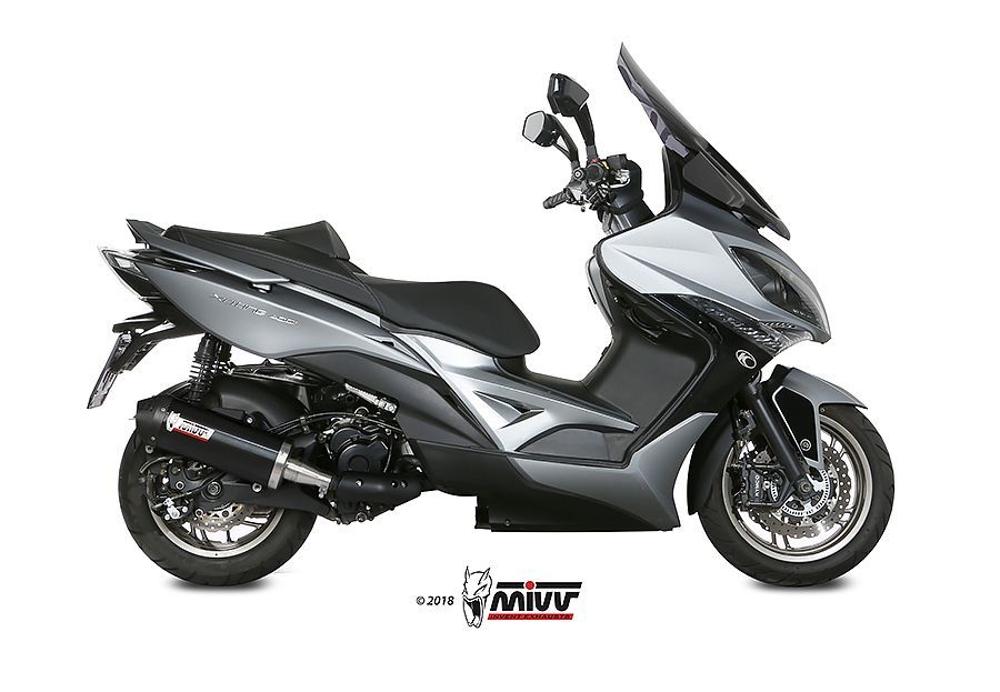 Escape Mivv  Oval black con tapa carbono Kymco Xciting 400i 2013-18