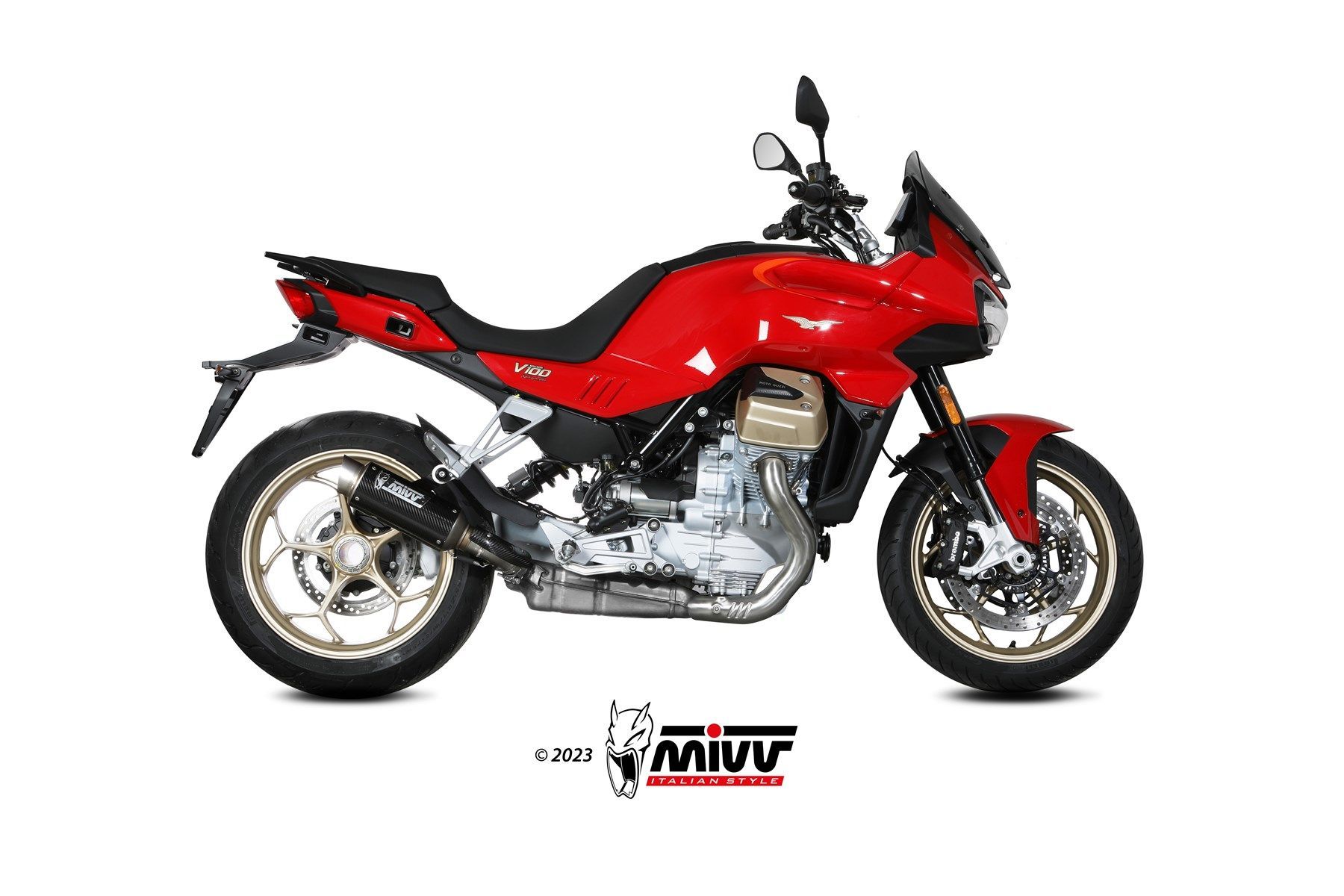 Escape Mivv GP Pro carbono Moto Guzzi V100 Mandello 2022-24