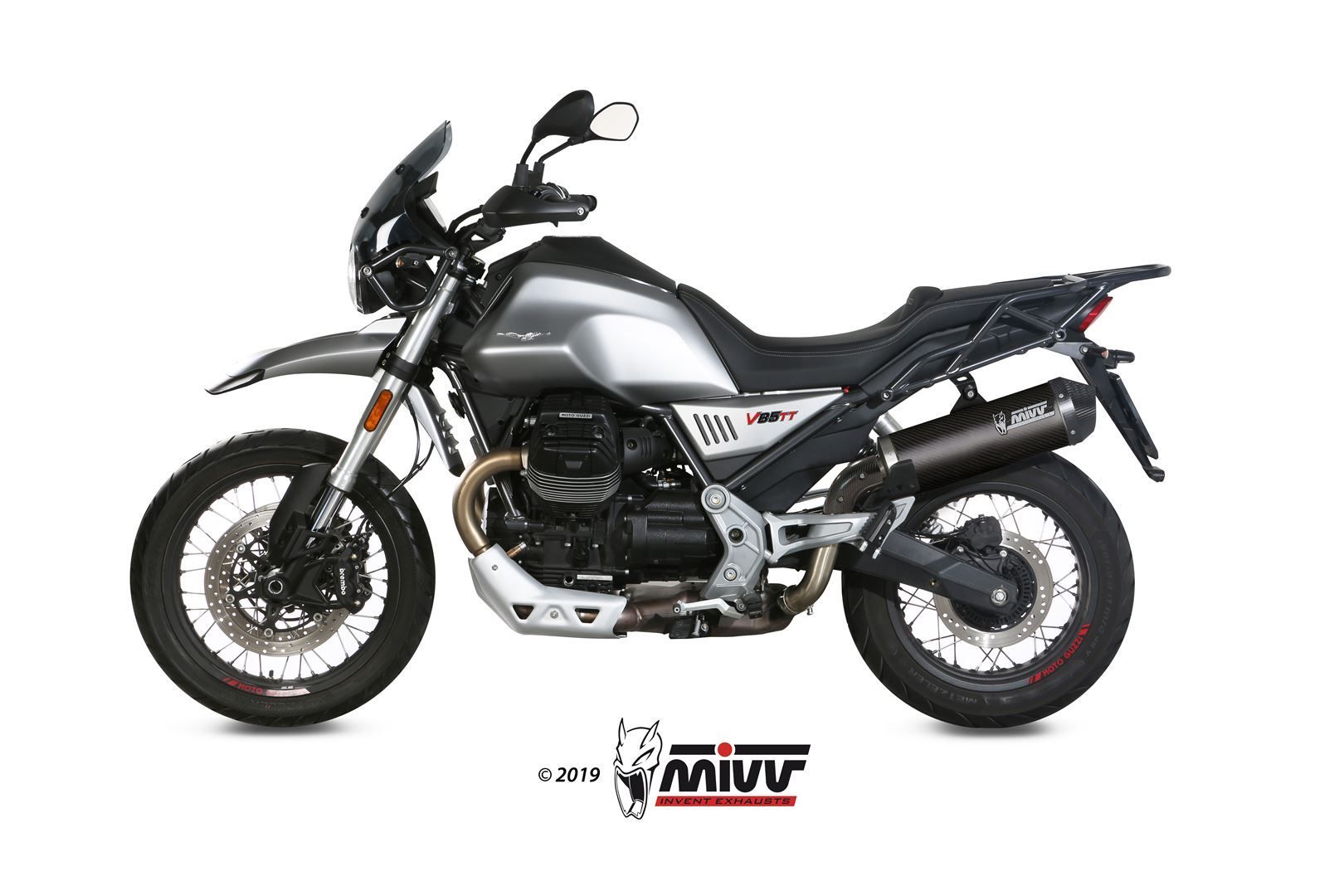 Escape Mivv Oval carbono con tapa carbono Moto Guzzi V85 TT 2019-24