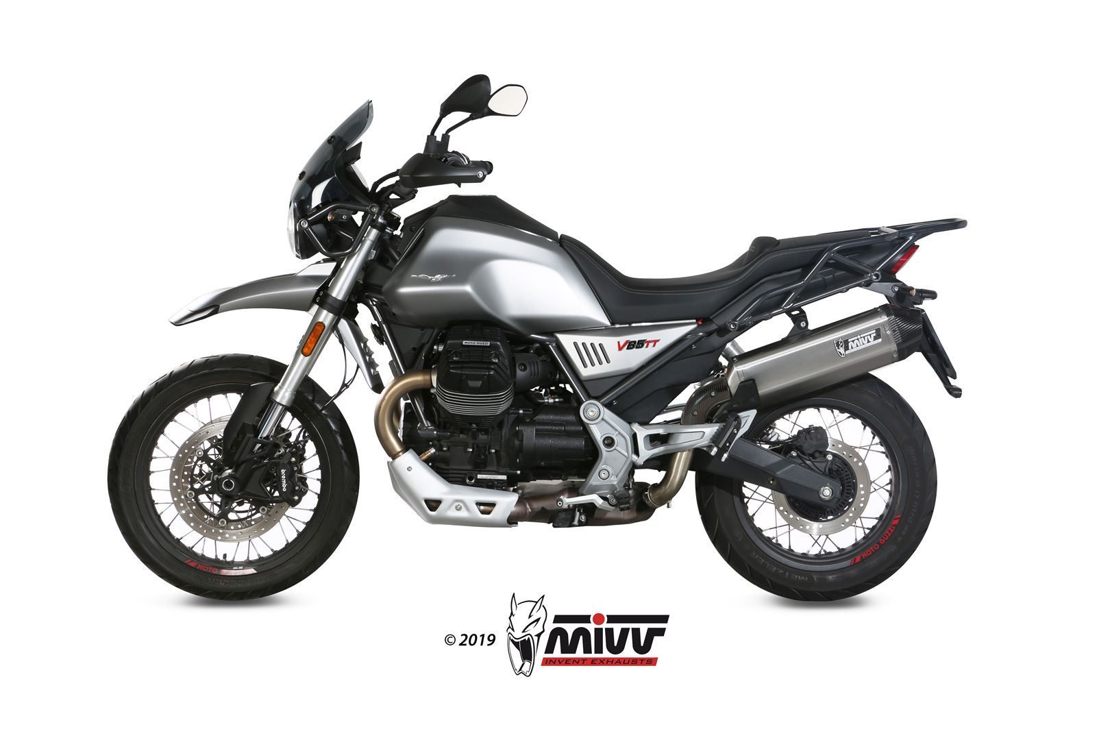 Escape Mivv Speed edge inox con tapa carbono Moto Guzzi V85 TT 2019-24