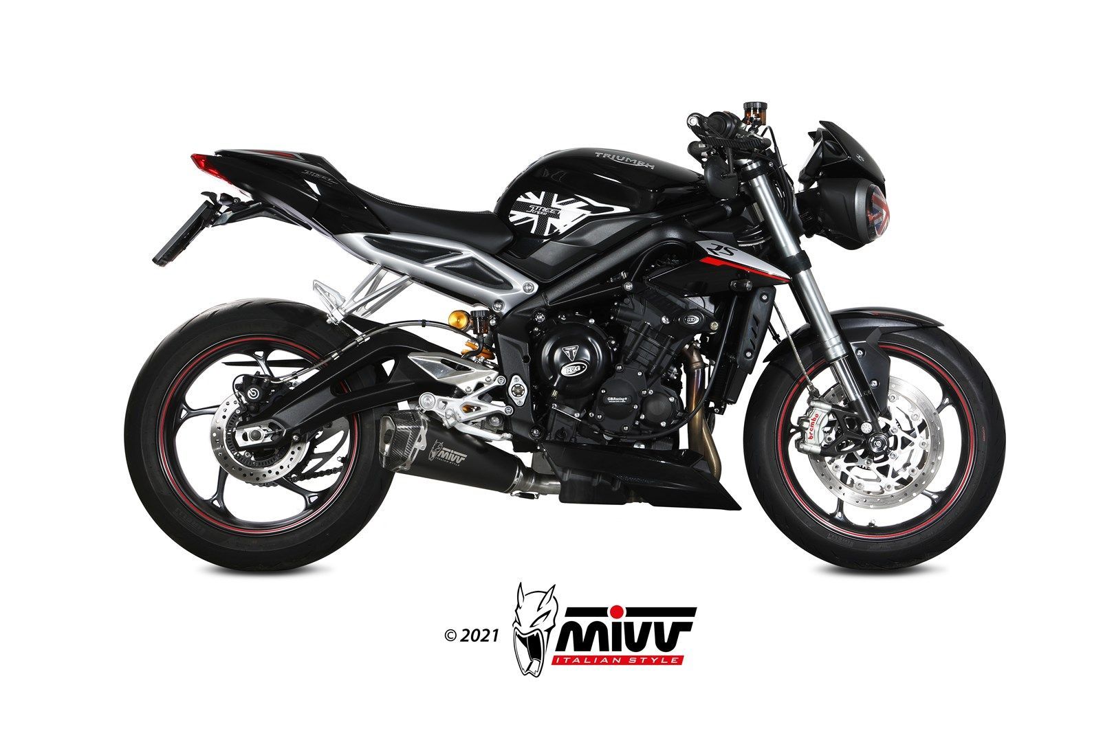 Escape Mivv  Delta Race black Triumph Street Triple R / S / RS 2017-23